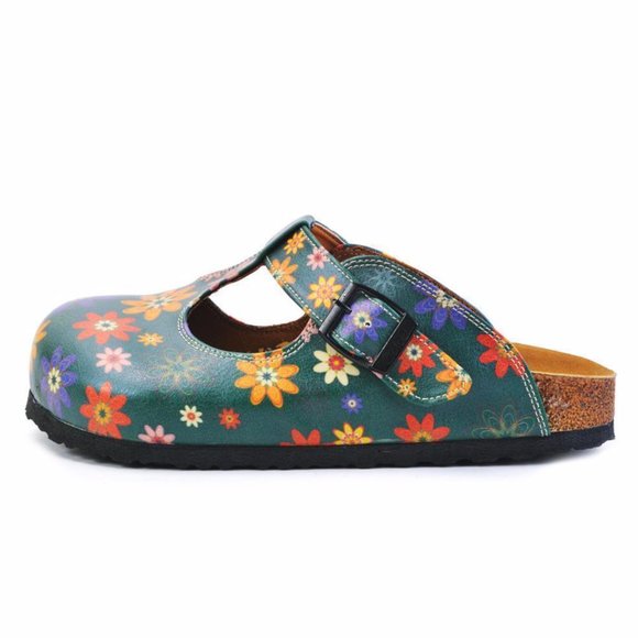 SOLD OUT - Goby Shoes - Floral Orange Red Blue Pink Daisy Clogs - Picture 3 of 6